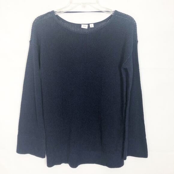 Gap Bell Sleeve Mesh Blue Pullover Sweater Size S - Picture 1 of 11